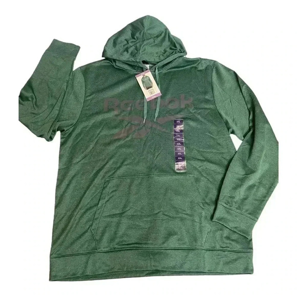 Reebok Green Front Chest Logo Hoodie Pullover Sweater Mens size XXL New - Picture 1 of 12